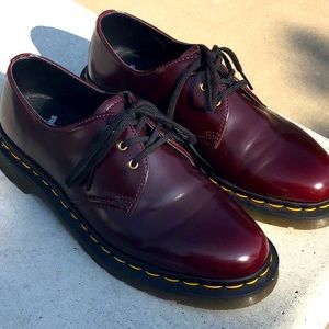 Dr. Martens cherry vegan oxfords